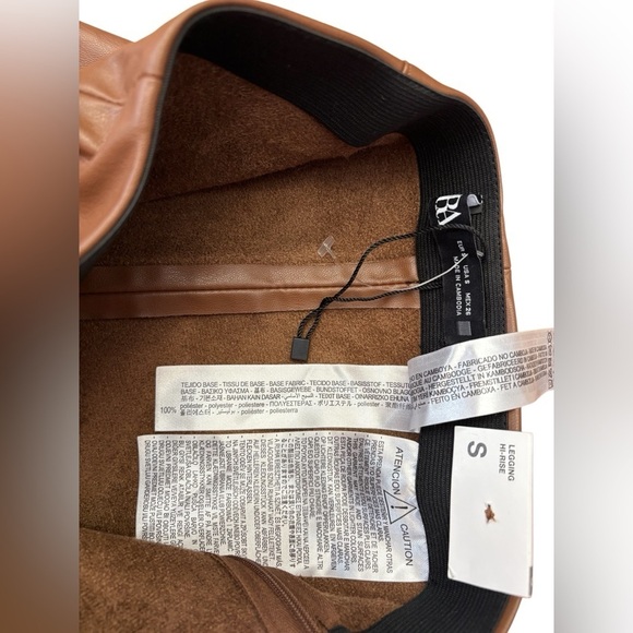 ZARA, High-Waisted Faux Leather Leggings, Small, Brown - Picture 6 of 11